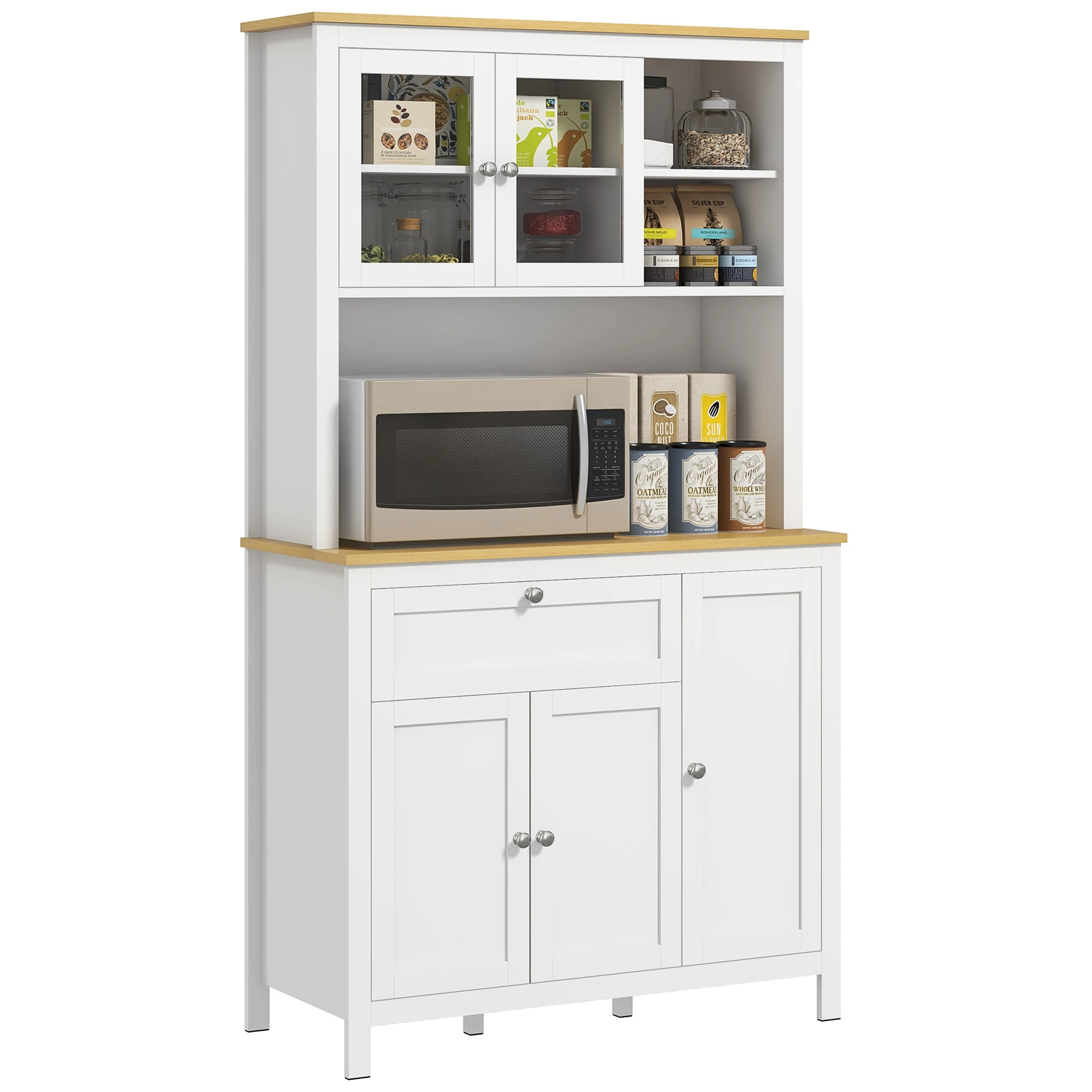 Homcom Küchen schrank mit 5 Türen verstellbares Regal 100x40x180 cm weiß