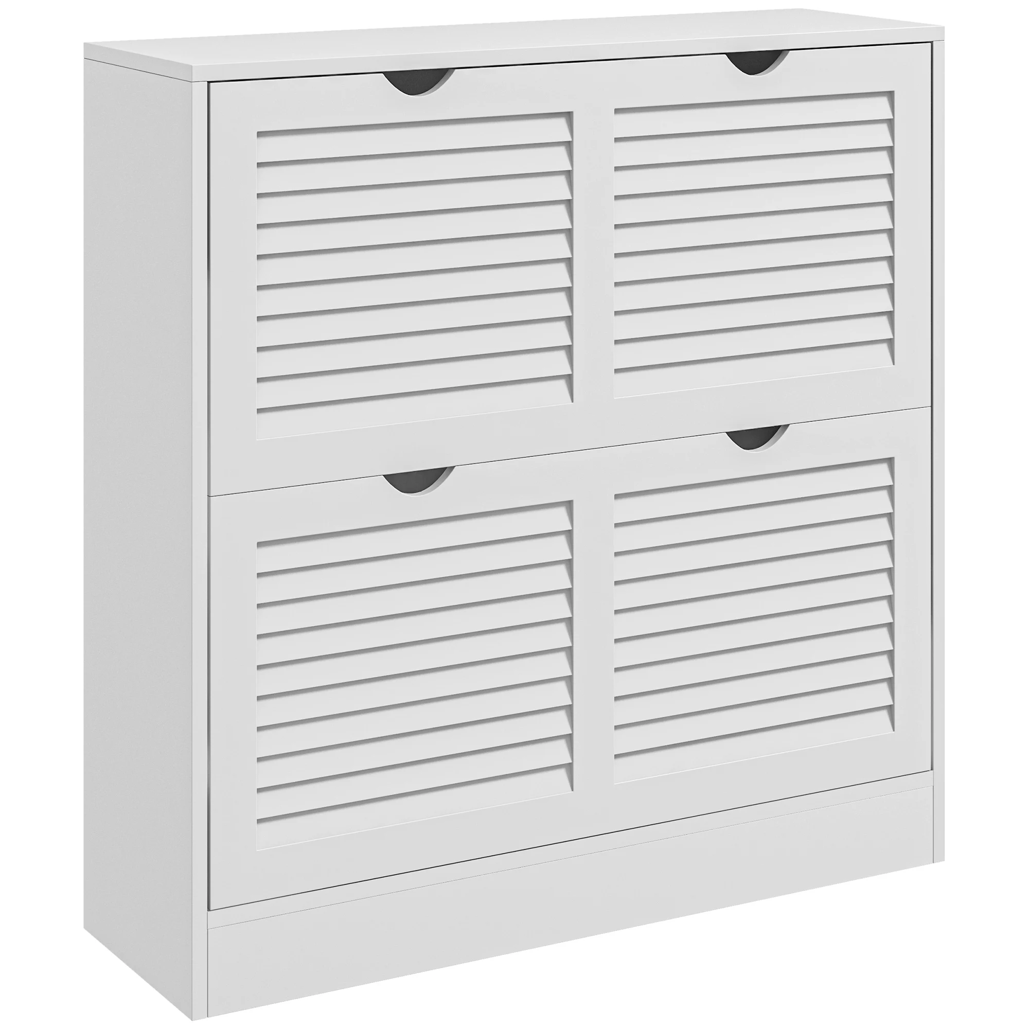 Homcom Schuh regal mit 2 Klapp schubladen und verstellbarem Regal 81,5x25x83 cm weiß