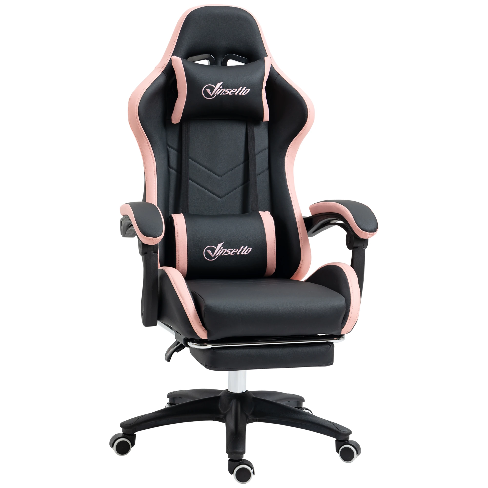 Vinsetto Pu Lederen Gaming Stoel Met Verstelbare Hoogte 65X65X121-129 Cm Zwart