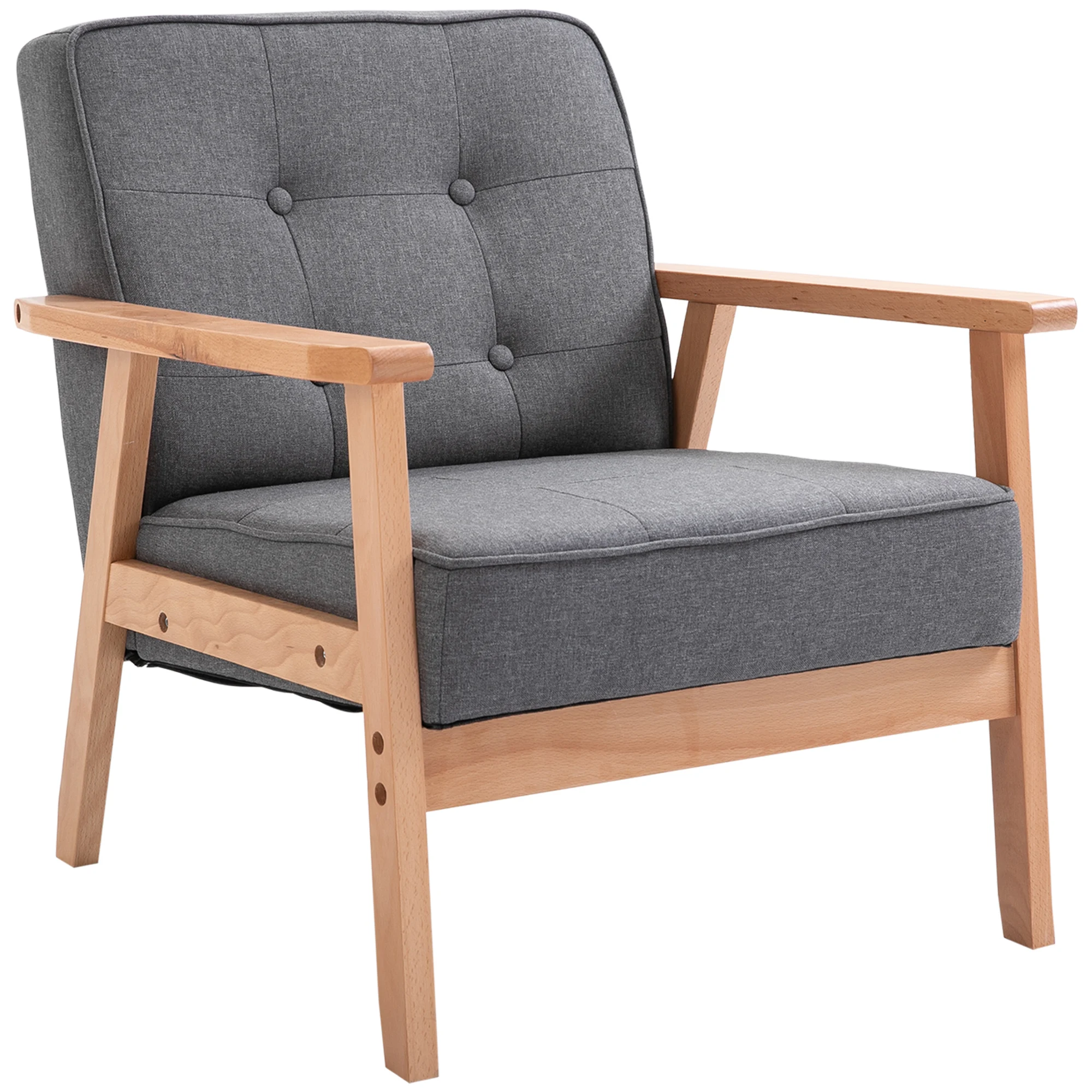 Homcom Wohnzimmer Sessel gepolstert Leinen gepolstert Holzrahmen Sitz 65x69x78 cm