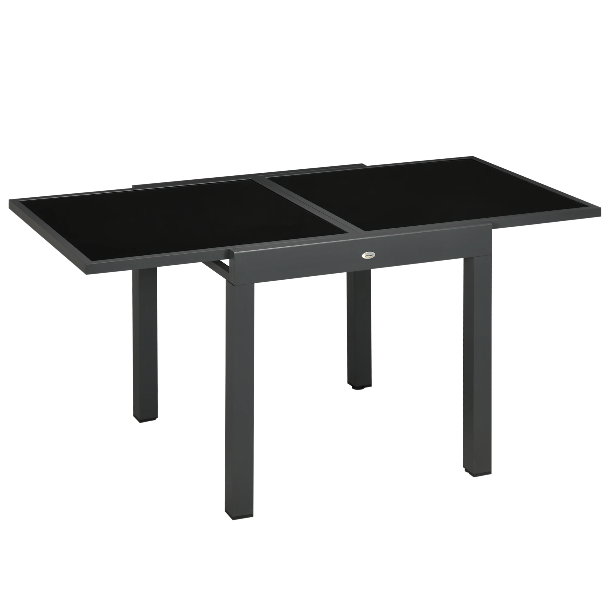 Outsunny uitschuifbare aluminium tuintafel glazen blad 80-160X80X75 cm