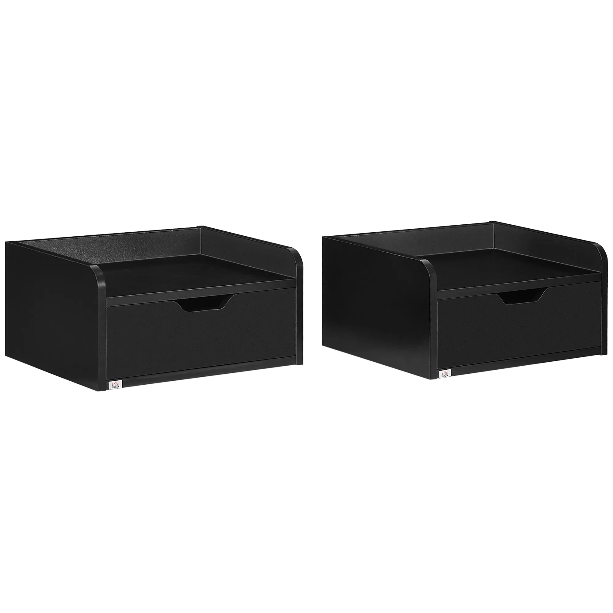 Homcom Set mit 2 Nachttischen mit 1 Schublade 40x30x19,5 cm schwarz