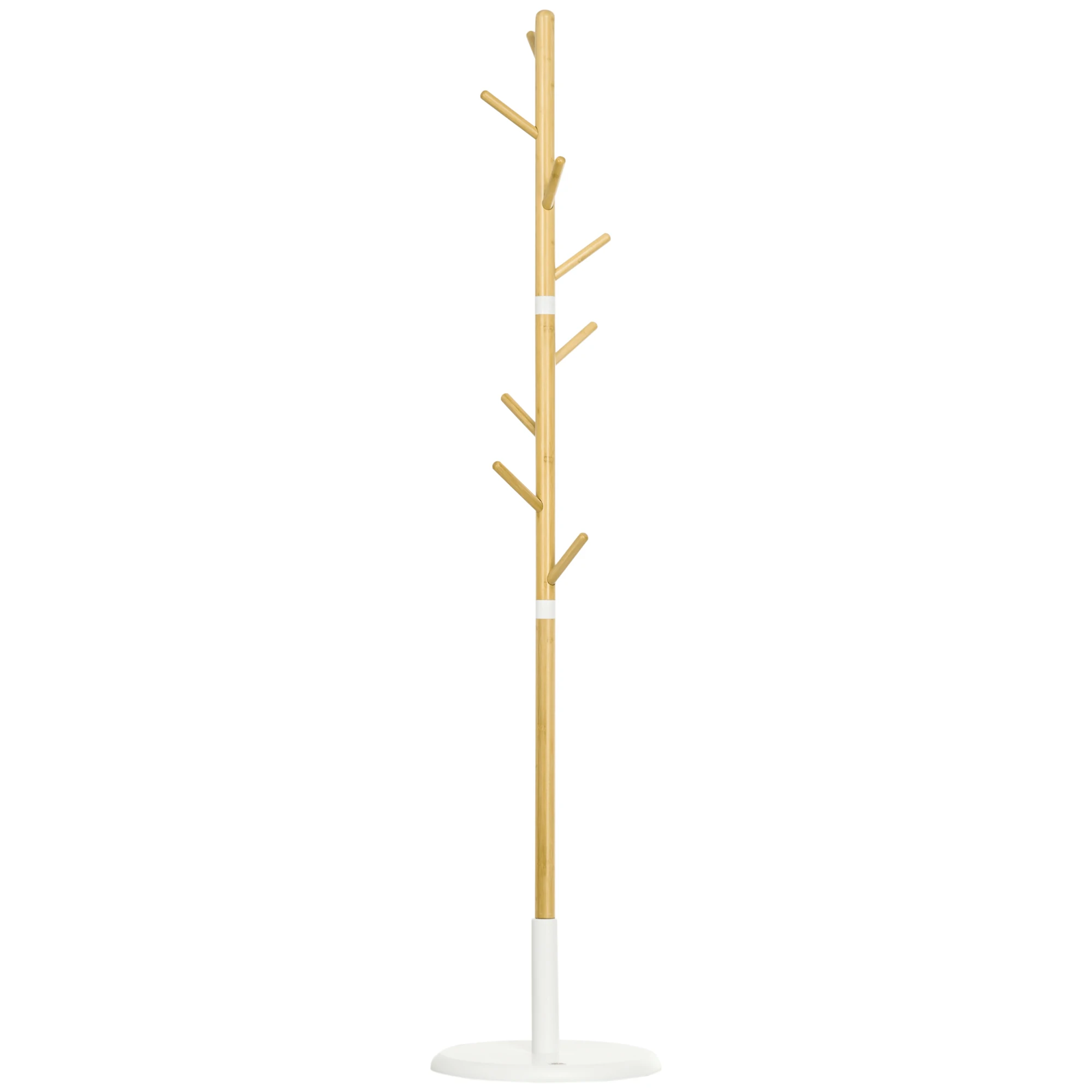 Homcom Bambus Fuß ständer mit 8 Haken für Kleidung ø 37,8x175,6 cm natürlich