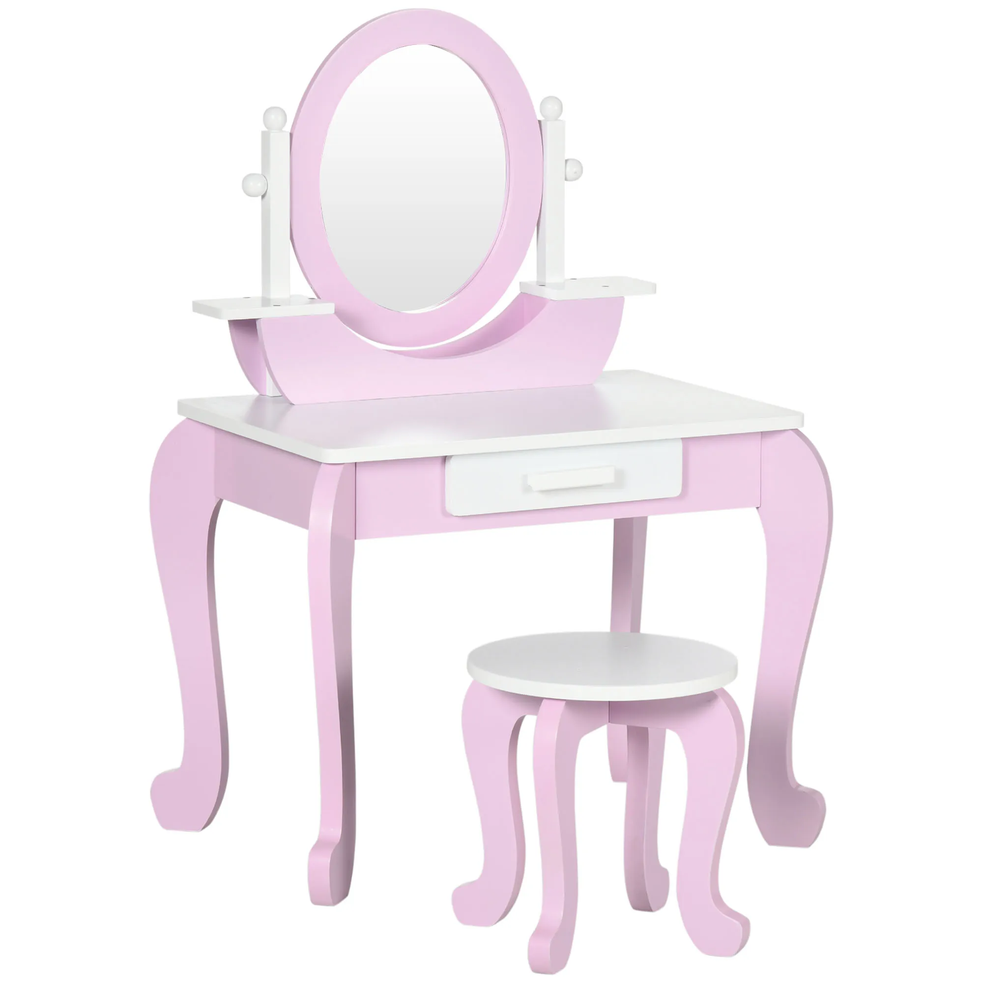 Zonekiz Kommode für Mädchen 3-6 Jahre alt mit Hocker und Spiegel 65,5x46x93 cm rosa