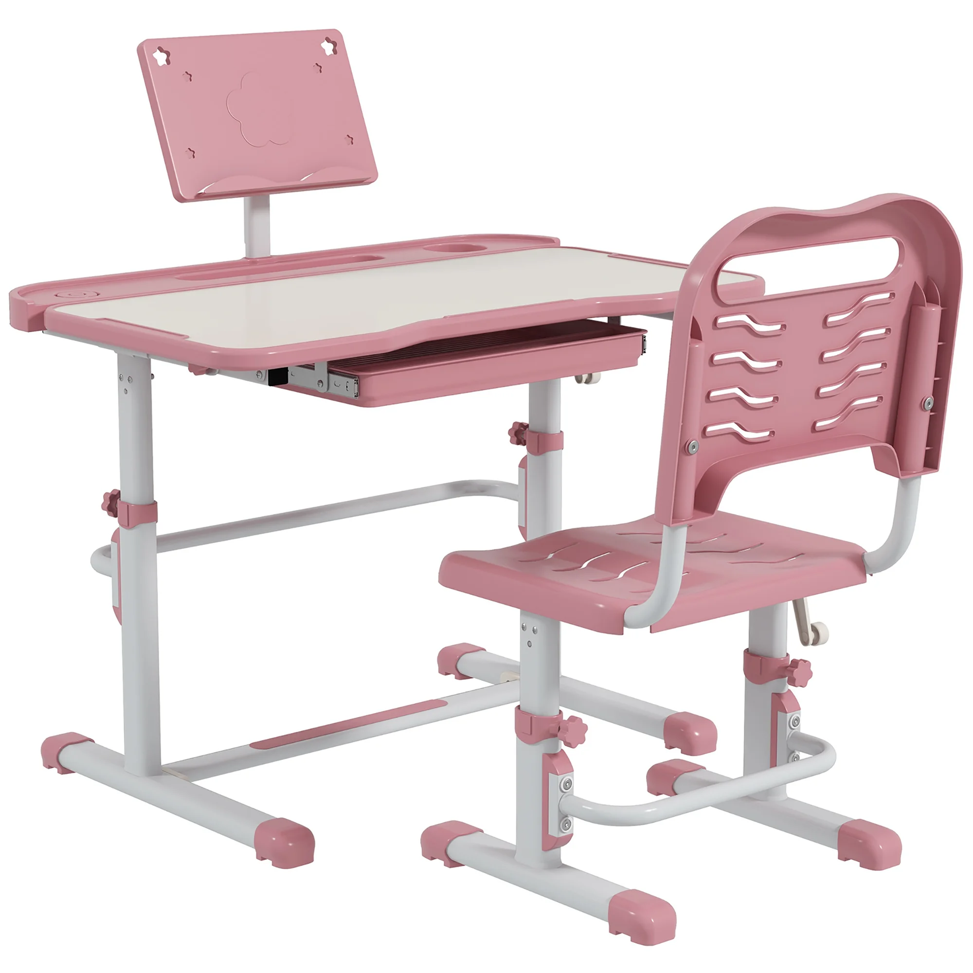 Zonekiz Kinder Schreibtisch und Stuhl Set 80x49,5x82-104 cm rosa und weiß