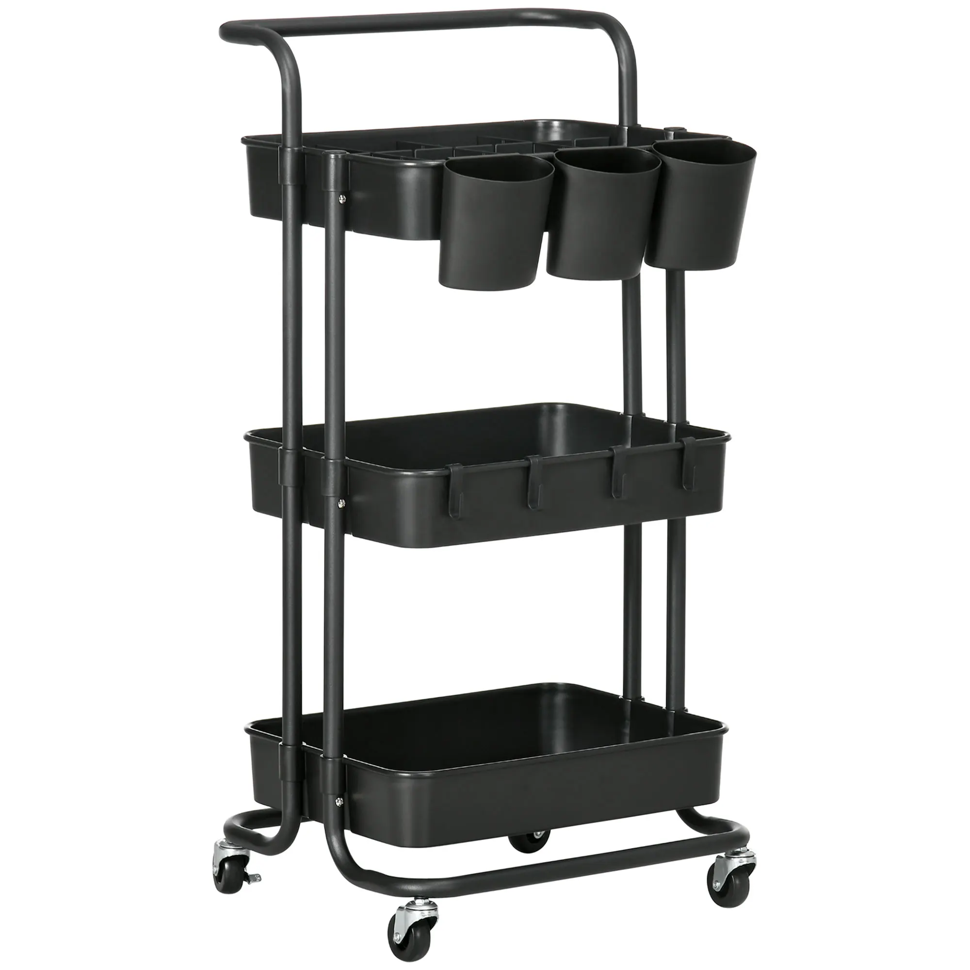 Homcom 3-stufiger Rad hilfs wagen mit Griff 42x38x86,5 cm