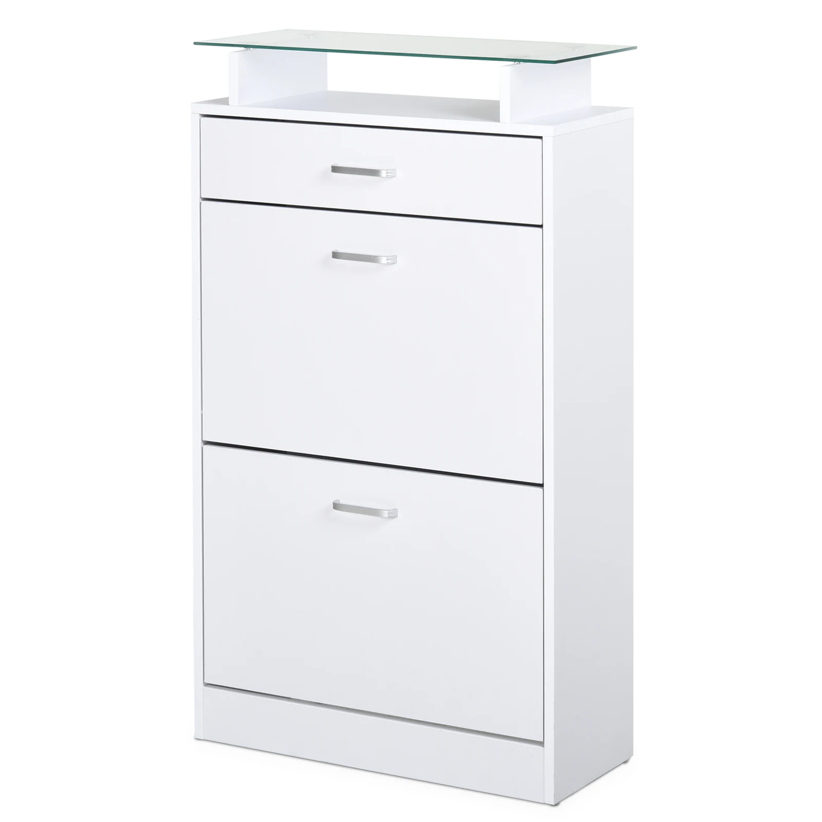 Homcom Schuh Organizer mit 3 Schubladen Glas Regal Last 50 kg