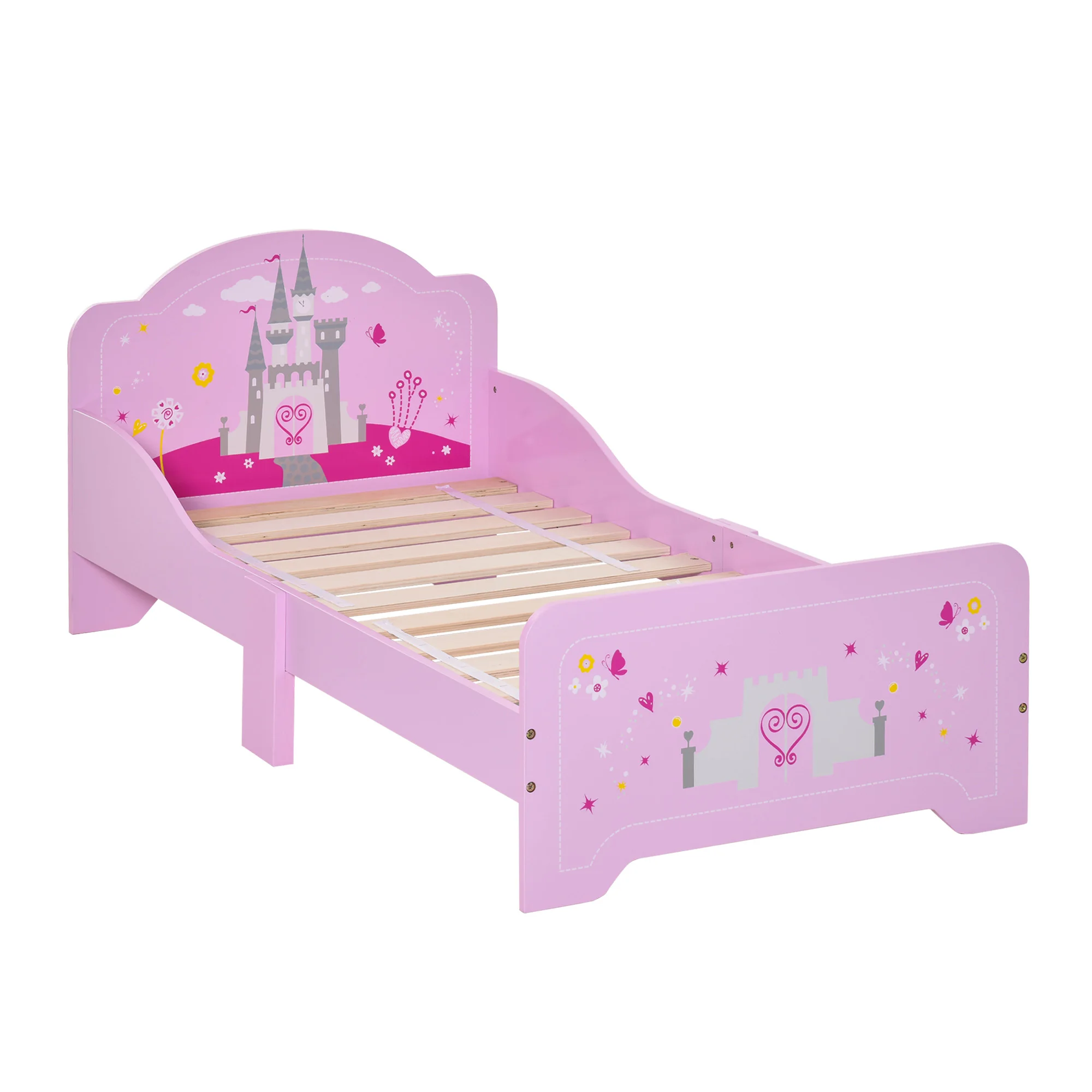 Homcom houten kinderbed voor +3 jaar met beschermende zijkant