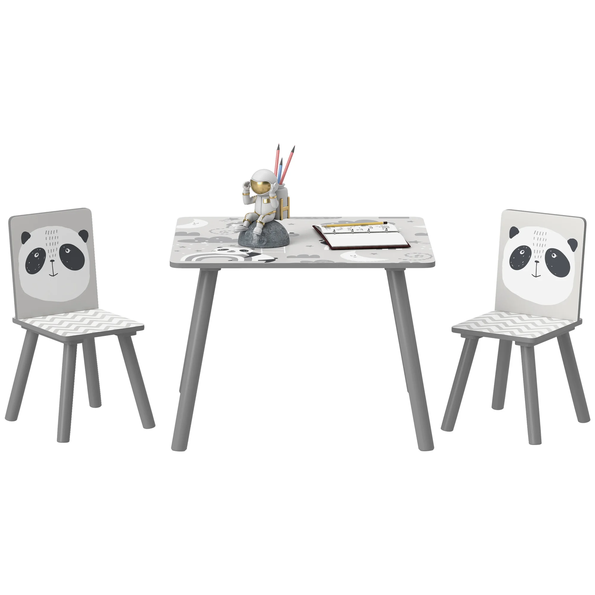 Zonekiz Kinder tisch und Stühle 3 Stück für Schlafzimmer grau Spielzimmer
