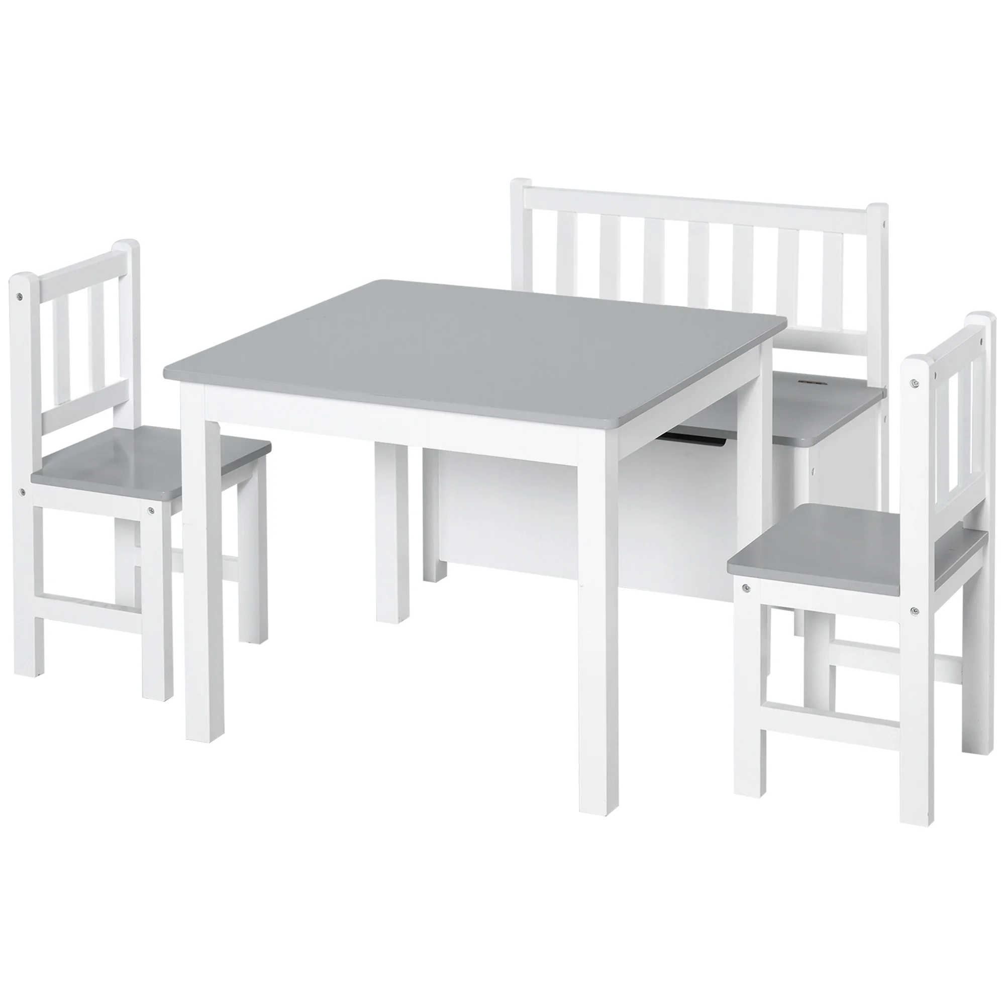 Homcom 4-teiliger Kinder tisch und Stühle für Kinder + 3 Jahre grau und weiß