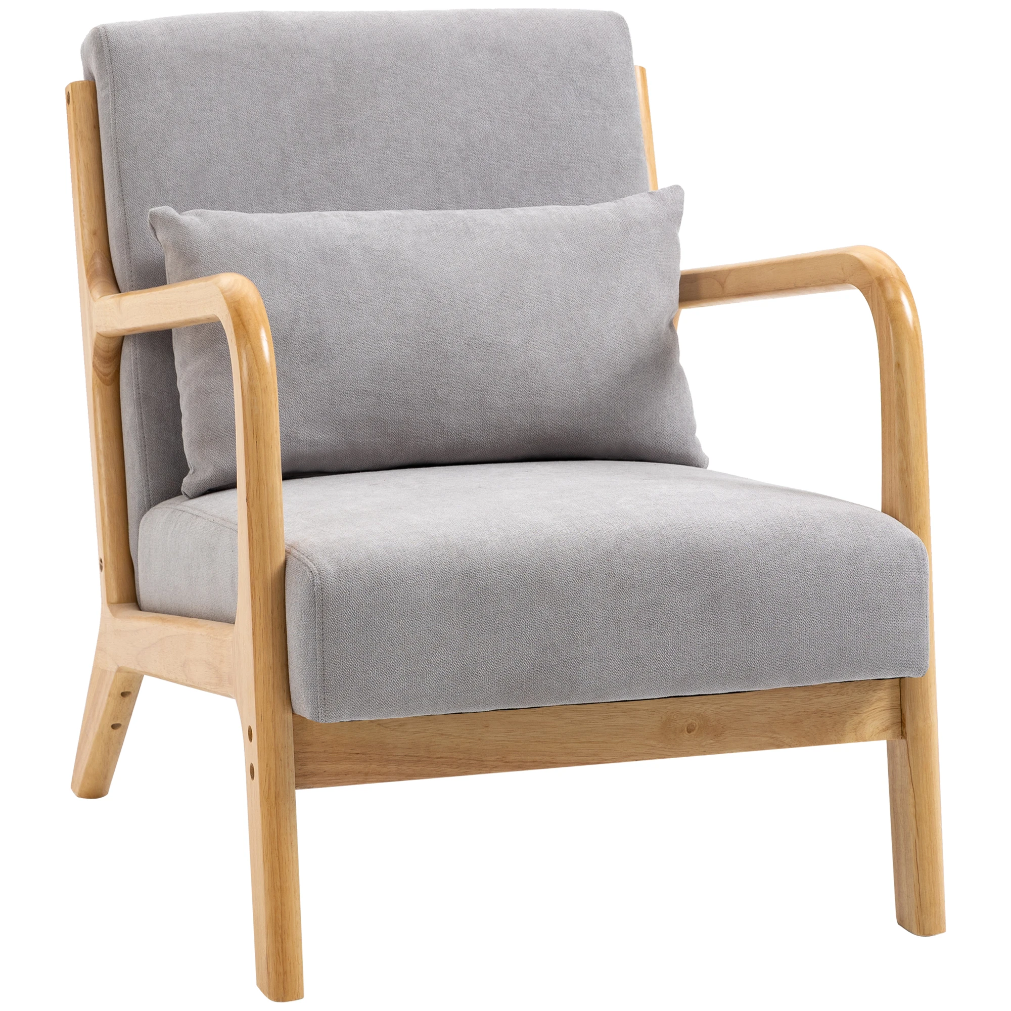 Homcom nordic sessel mit armlehne kissen last 120 kg 61x78x76 cm grau