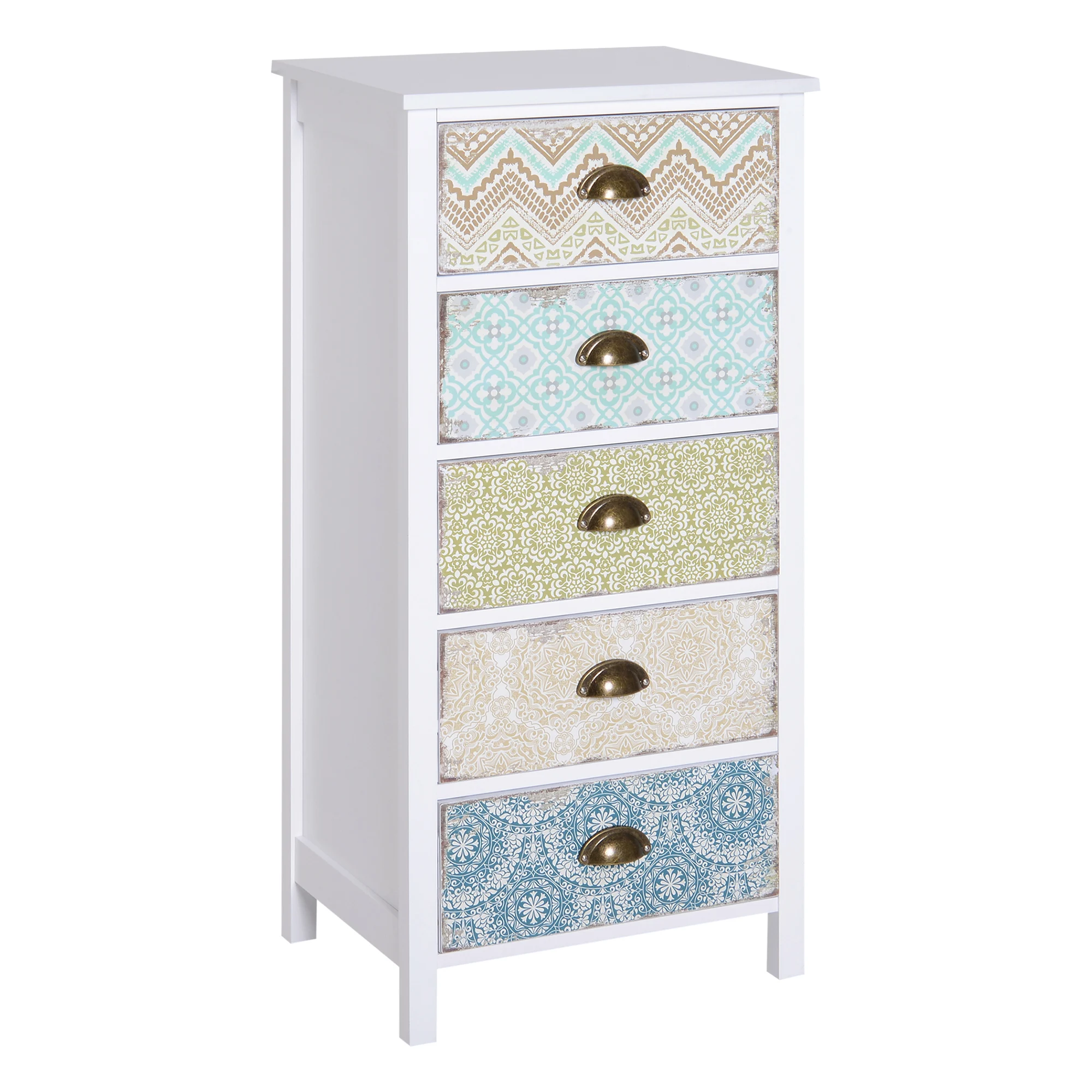 Homcom modernes Schlafzimmer komfortabel 5 Schubladen 46x34x97,5 cm mehrfarbig