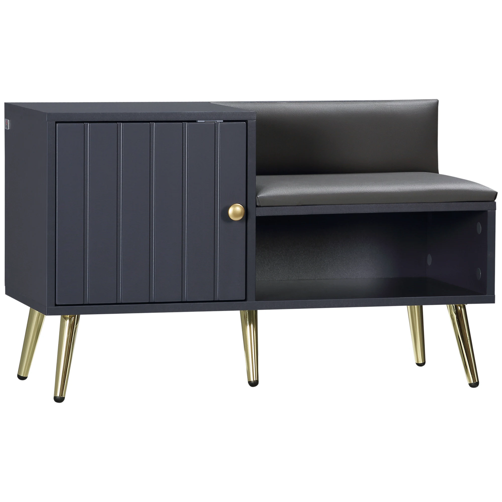 Homcom Bank Schuh regal mit Kissens itz und offenem Regal 80x33x49 cm grau
