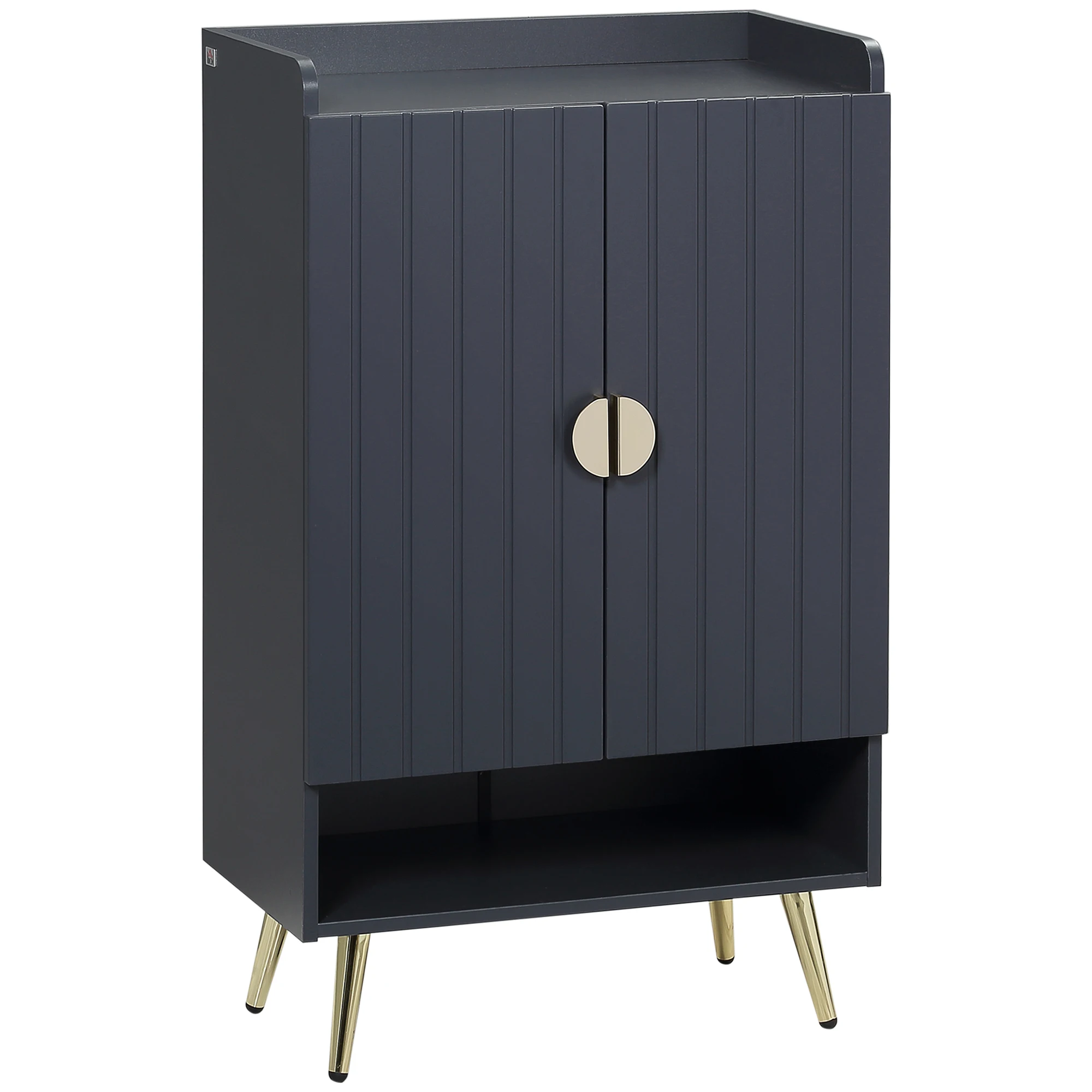 Homcom Schuhs chrank mit 2 Türen für 15 Paar Schuhe 60x33x100 cm grau