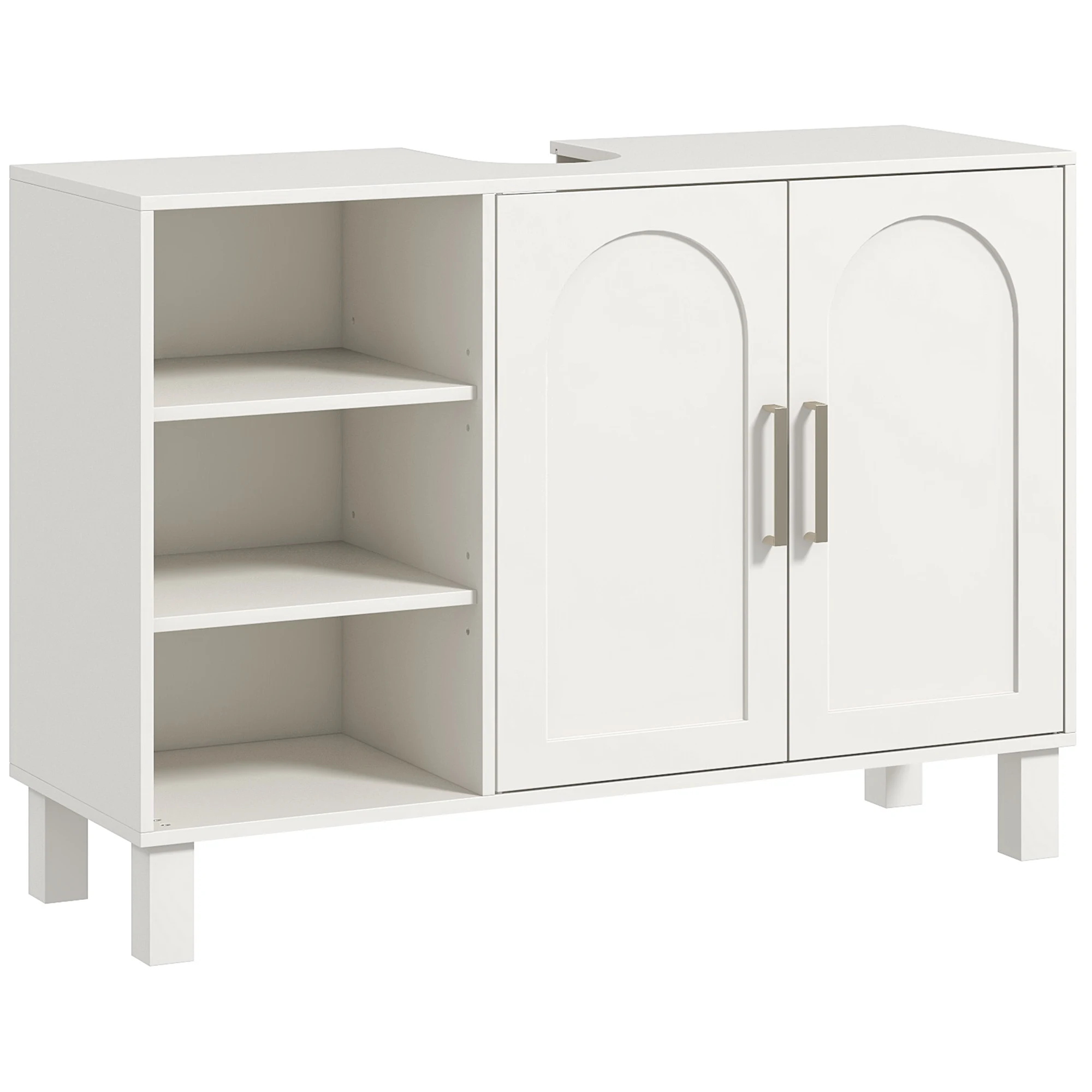 Homcom Möbel unter Becken mit 2 Türen und verstellbaren Regalen 90x30x63 cm Creme