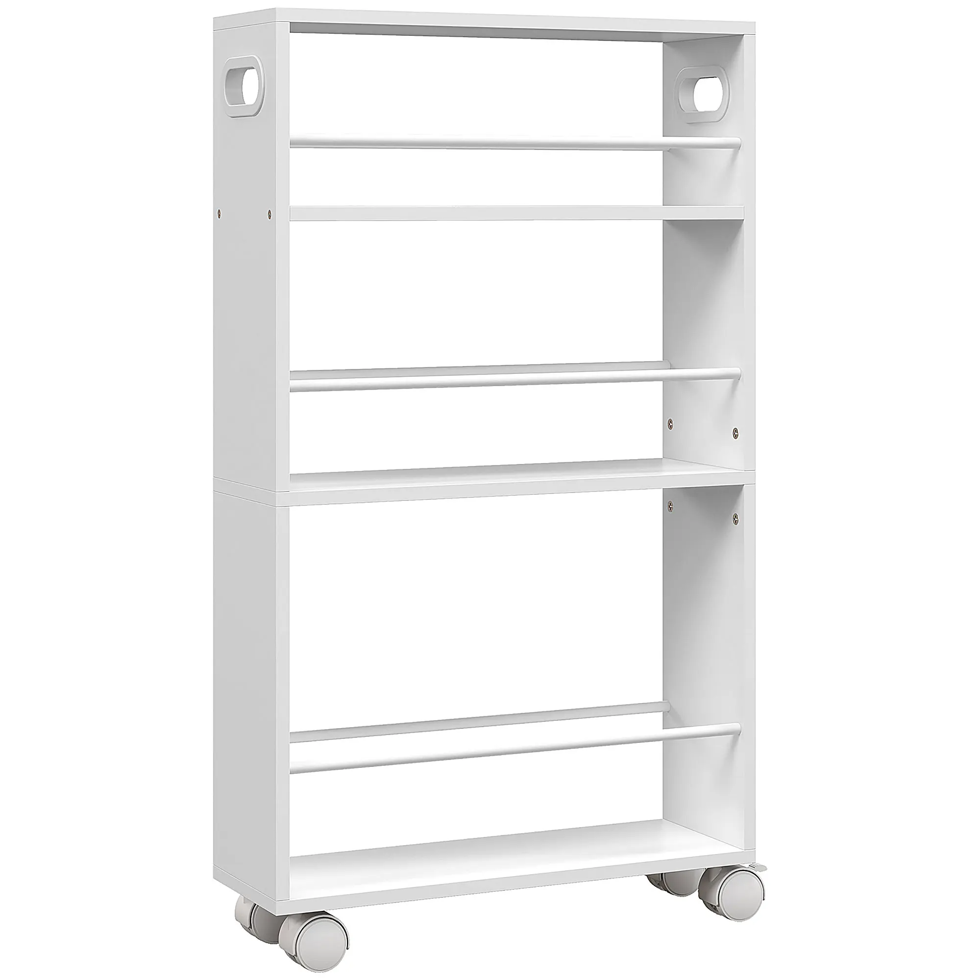 Homcom Seiten geländer Räder Hilfs wagen 45x15x80 cm weiß