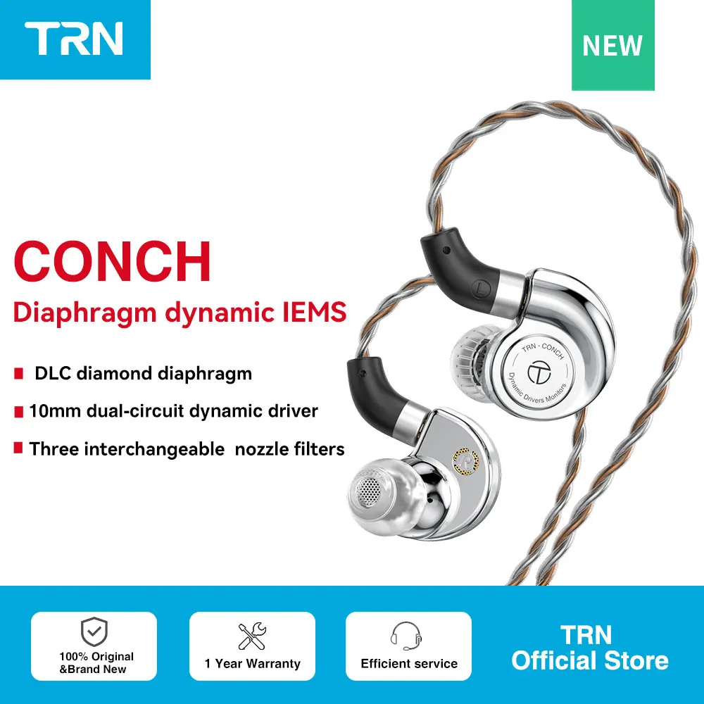 TRN Conch Oortelefoon Hoge Prestaties DLC Diamant Diafragma Dynamische in-Ear Monitors Tuning Nozzle Filters Voor Xiaomi