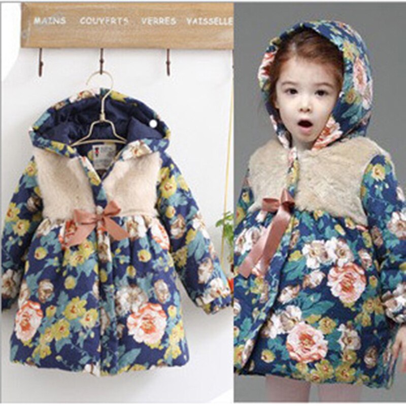 Hot Sale 2018 New Autumn Winter Girls Korean Baby Clothes Fleece Jackets Xmas Kids Print Flower Children Thick Warm Coat Hoodied