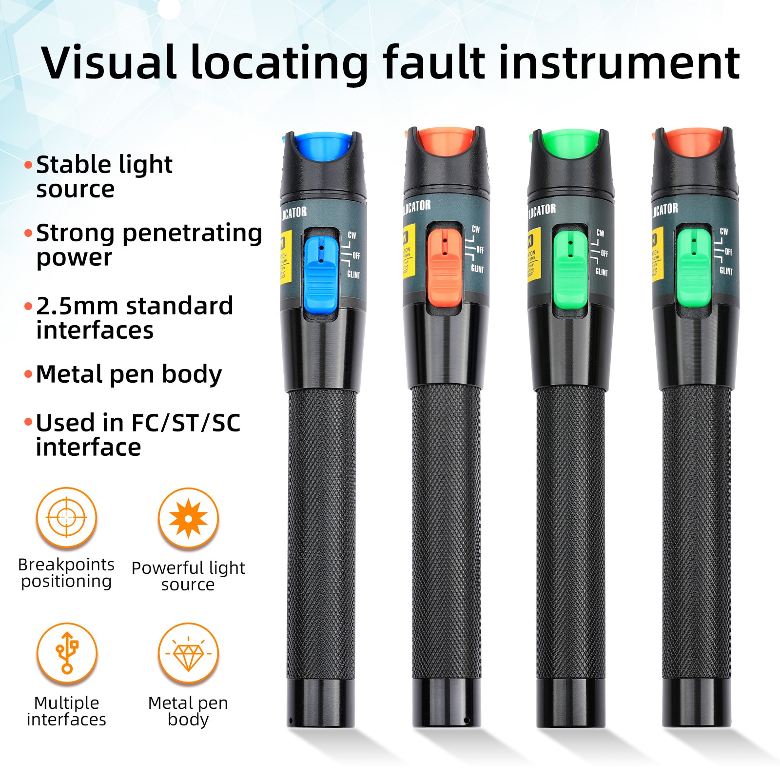 FTTH Visual Fault Locator Fiber Optic Cable Tester Fiber Fault Detector Test Tool VLF 5MW-50MW