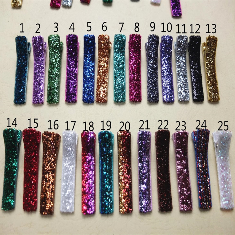 Glitter Hair Clip Barrettes Single Prong Lined Alligator Clips Kids Baby Girls Hair Bow Clips Supplier Wholesale 100 pcs/lot