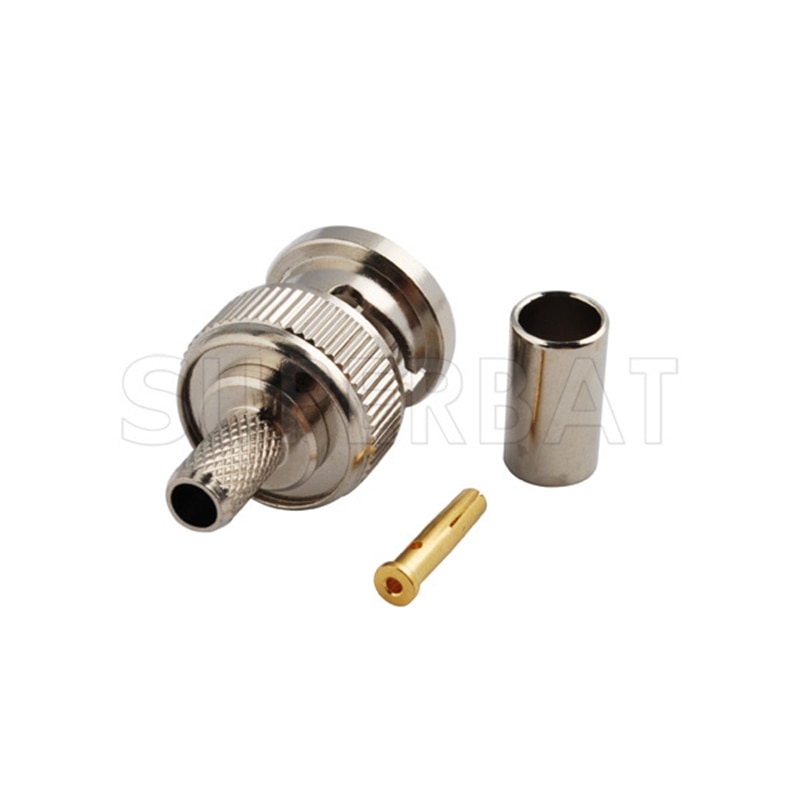 Superbat 10pcs RP-BNC Crimp Male (Female Pin) Connector for RG58 RG142 LMR195 Cable