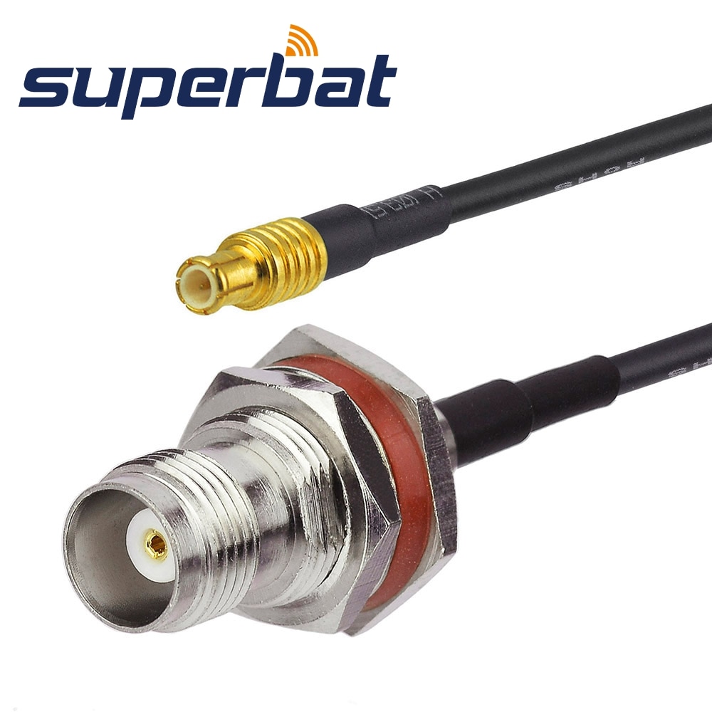 Superbat MCX Straight Male to TNC BulkHead Female with O-ring Cable RG174 15cm for Wireless