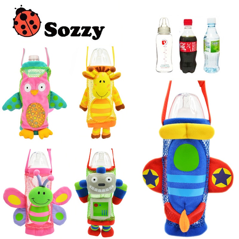 Sozzy Children water bottle handle bags Cartoon Feeder Lagging Baby Bottle Huggers Infant feeding bottle bag case