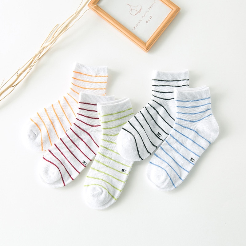 5 pairs / lot 2016 new Spring Summer breathable cotton mesh chilren socks 2-10 year kids baby boy girls socks