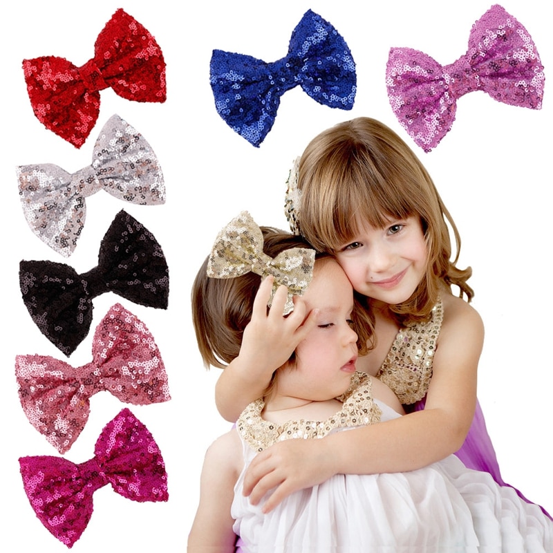 New Cute Bow Shining Butterfly Hair Clip Sequin Bow Baby Toddler Kids Head Hair Acessories For Girls Brithday Gift