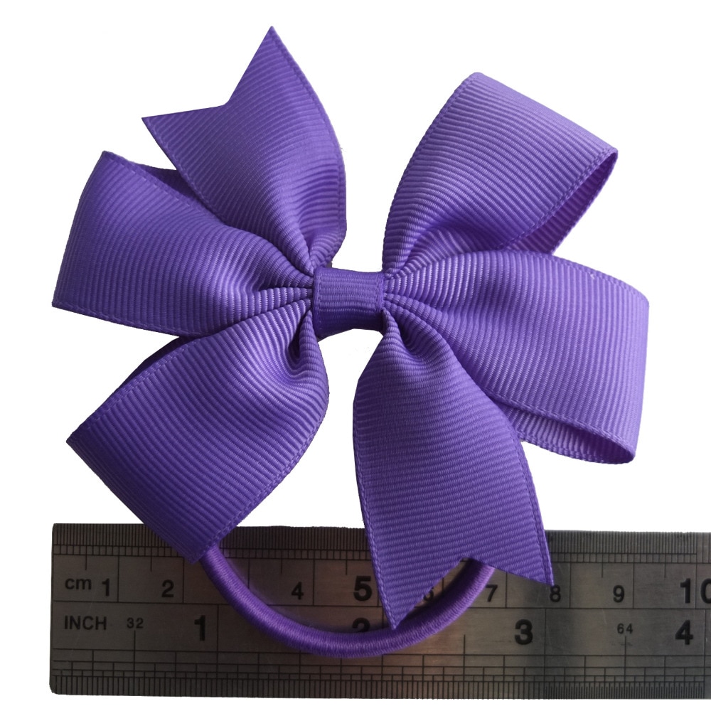 2 PCS Pinwheel Hair Bow with Elastic Bands 3.5'' Hairbow Baby Girls Kids PonyTail Holder Hair Bow Elastic Bobble