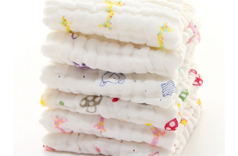 6 Layers 100% Cotton Newborn Baby Infant Cartoon Face Hand Bathing Towel Bibs Feeding Square Towels Handkerchief