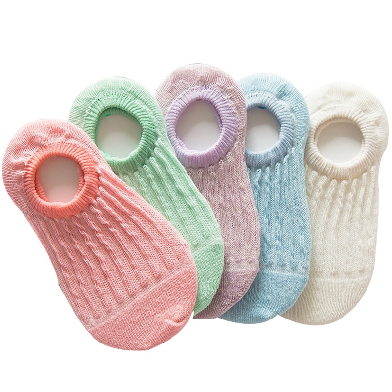Girls socks 5 pairs/lot 2017 summer cotton pure color children socks 2-11 years solid stripe Invisible kids boat socks