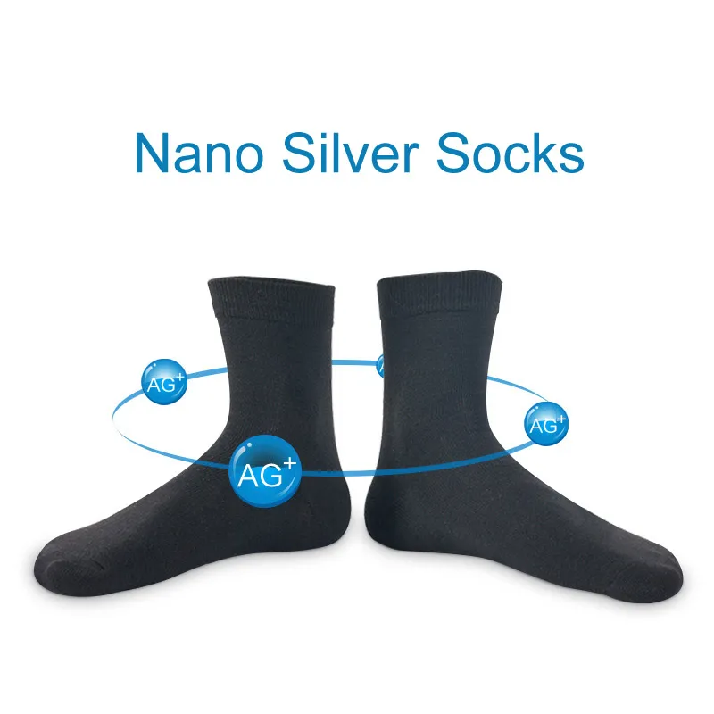 2019 Brand New 5 Pairs Nano Silver Cotton Socks Fashion Casual Crew Socks Anti-Bacterial Deodorant Autumn Winter Men's Sock