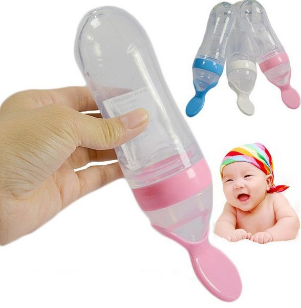 Baby Squeezing Feeding Spoon Silicone Training Scoop Rice Cereal Food Supplement Feeder Safe Tableware Medicine Extrusion Tools