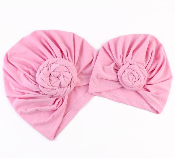 2pcs New Mommy and Me Hijab Muslim Turban Ear Cap Pleated Headwear Yoga Headband Bandanas Head Toddler Infants Beanies Fold Cap
