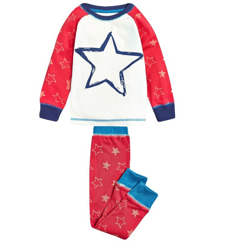 BINIDUCKLING Autumn Girls Boys Sleepwear 100% Cotton Pajama Sets Star Printed Kids Pyjamas Set Spring Children's Nightwear 