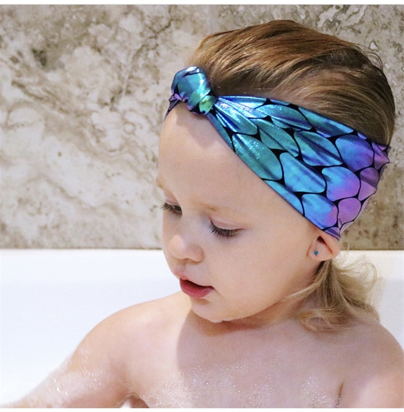 2017 New Toddler Infants Tie Knot Headband Sequins Mermaid Headband Fish scales Headwear for Baby Girls Hair Accessories