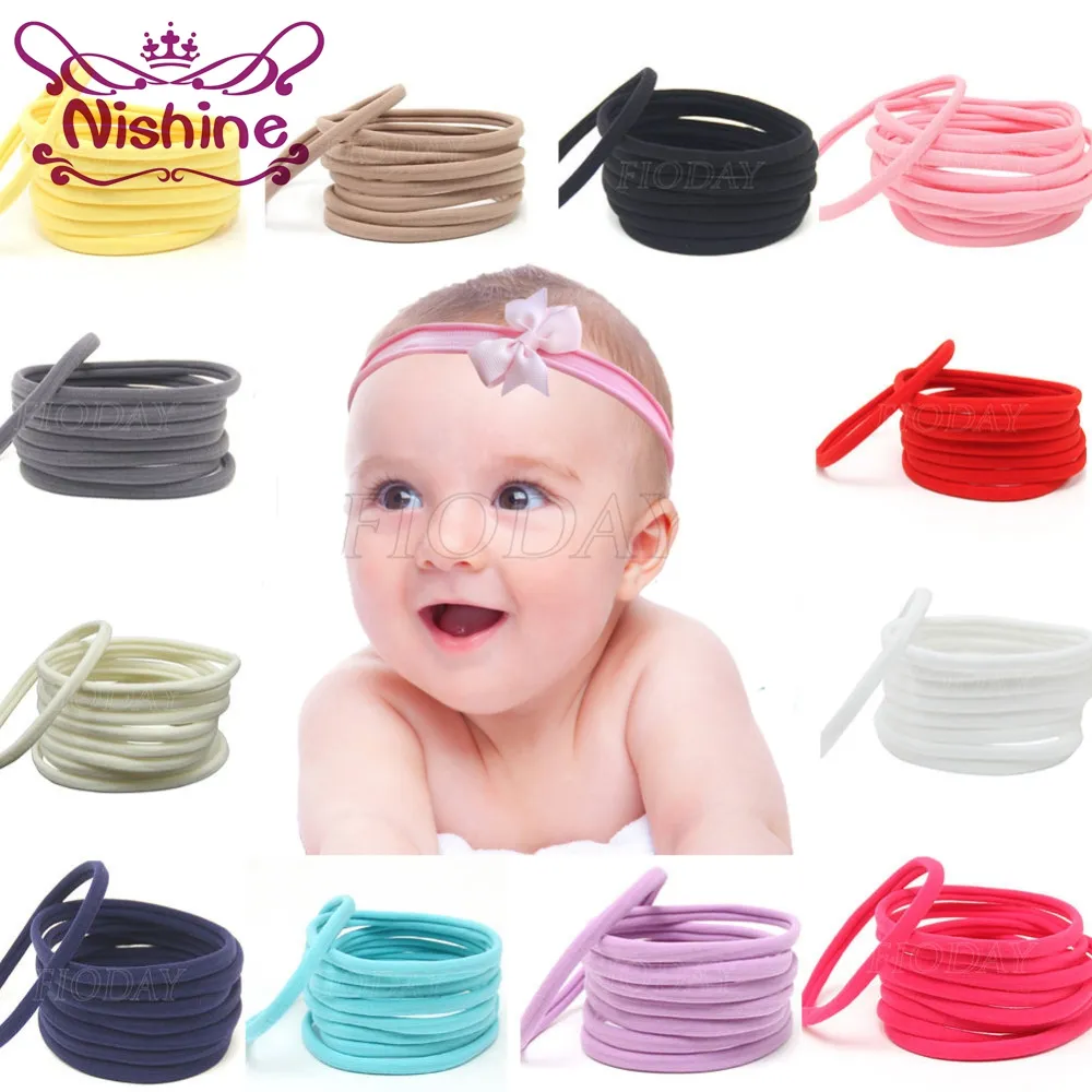 Nishine 12Pcs/Set Nylon Headband for Baby Girl Hair Accessories Elastic Head Band Kid Children Fashion Headwear