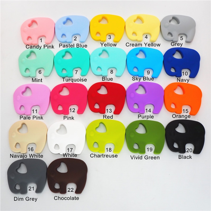 Chenkai 10PCS Silicone Elephant Teether BPA Free DIY Baby Shower Pacifier Dummy Nursing Soother Sensory Jewelry Joy