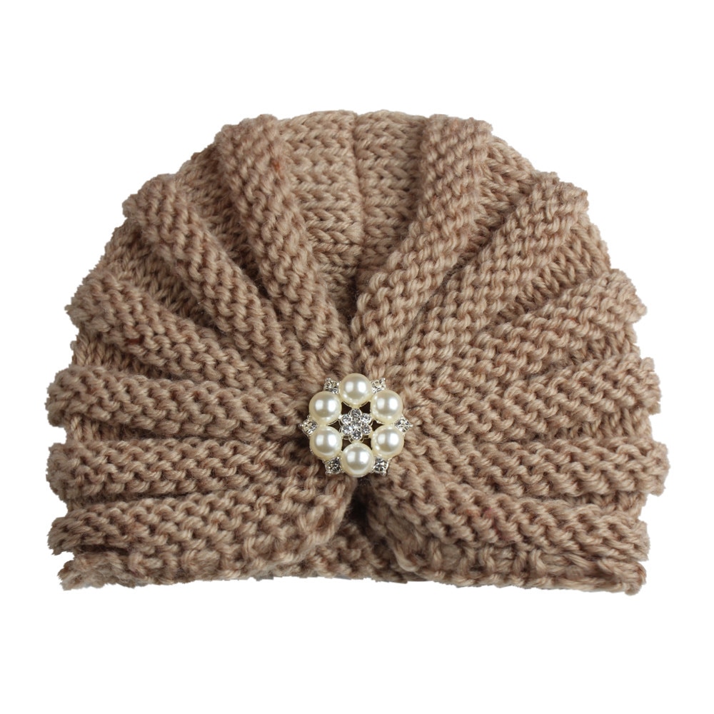 1pcs New toddler infants india hat vintage pearls rhinestone Turban cap baby beanie hats baby hats caps dome hats for girls