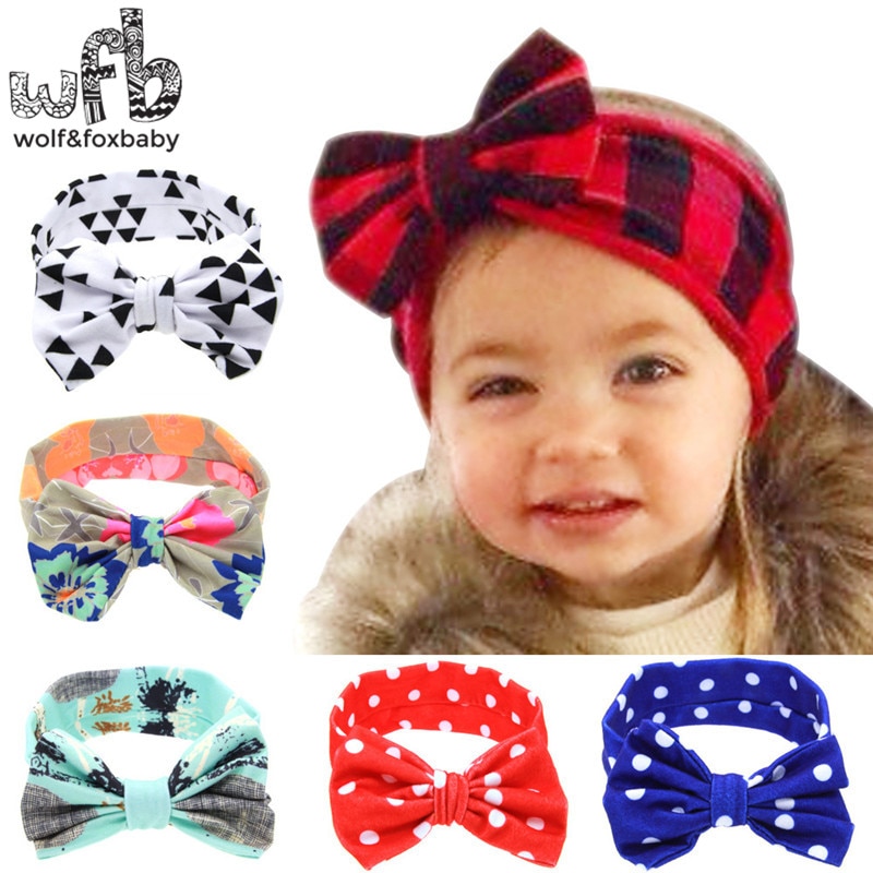 Retail headband printing bowknot rabbit ears headband fashion hair accessories baby infant Kids children