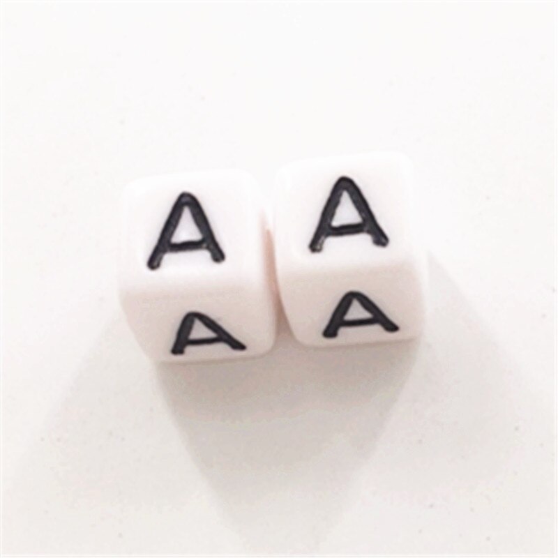 Chenkai 500pcs 10*10mm white Plastic Acrylic Alphabet Cube Letter Beads square beads 3mm hole Individual Singel Letter