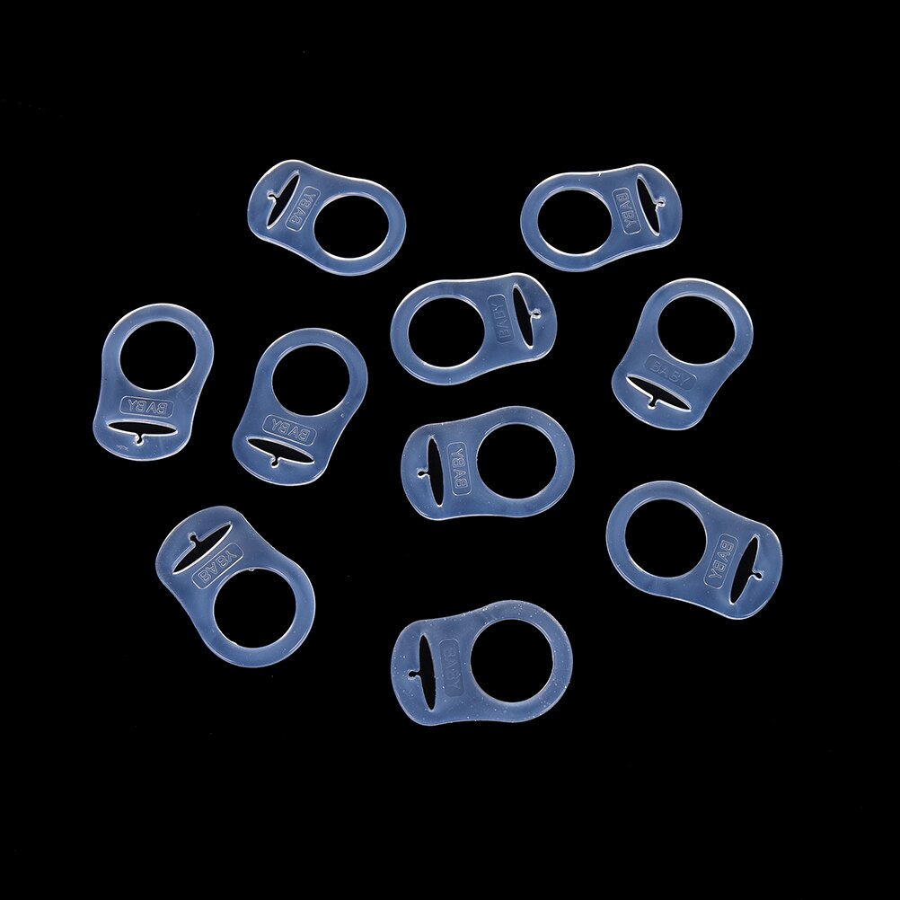 10Pcs/lot Clear Color Silicone Baby Infant Born Mam Pacifier Adapter Rings Dummy Clip Adapter Chain Pacifier Holder Wholesale
