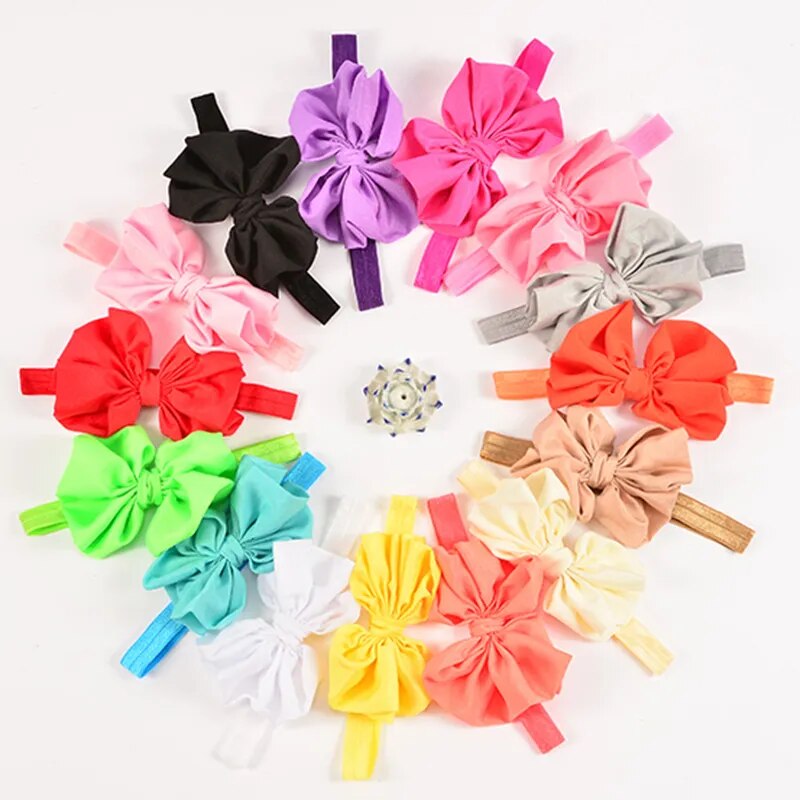 Wholesale 15PCS/Lot 15 color Infant Girls Headband Head Wraps Elastic Bands Ribbon Bows Tiara Baby Headbands Hair Accessories