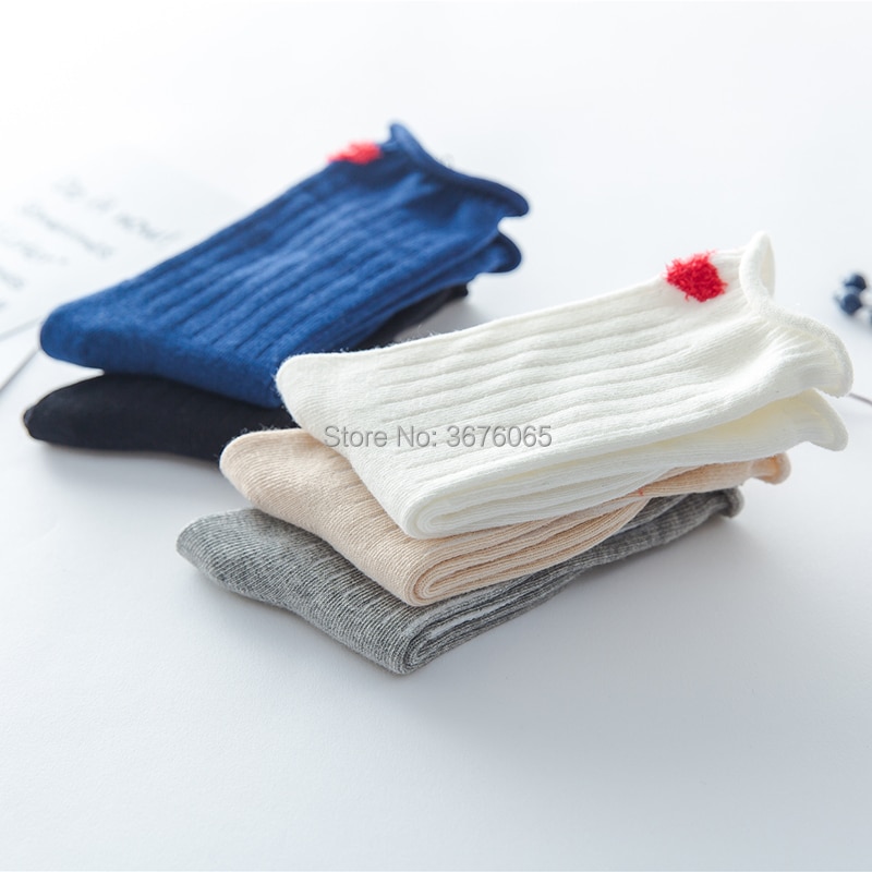 Baby girls cute red Love heart embroidery socks for children kids warm cotton child spring/autumn lovely fashion socks