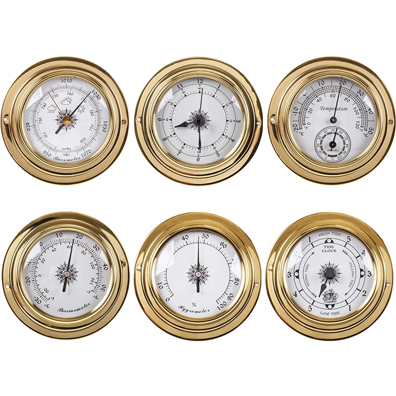 3 "messing Fall Traditionellen Wetter Station Barometer Temperatur Hygrometer Feuchtigkeit und Uhr