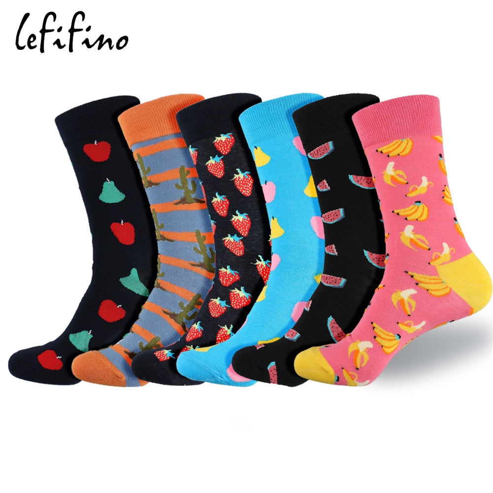 New Style Combed Cotton Men Socks Colorful Funny Fruit Socks Male Cactus/Watermelon/Apple/Banana/Strawberry Happy Socks Ne55830