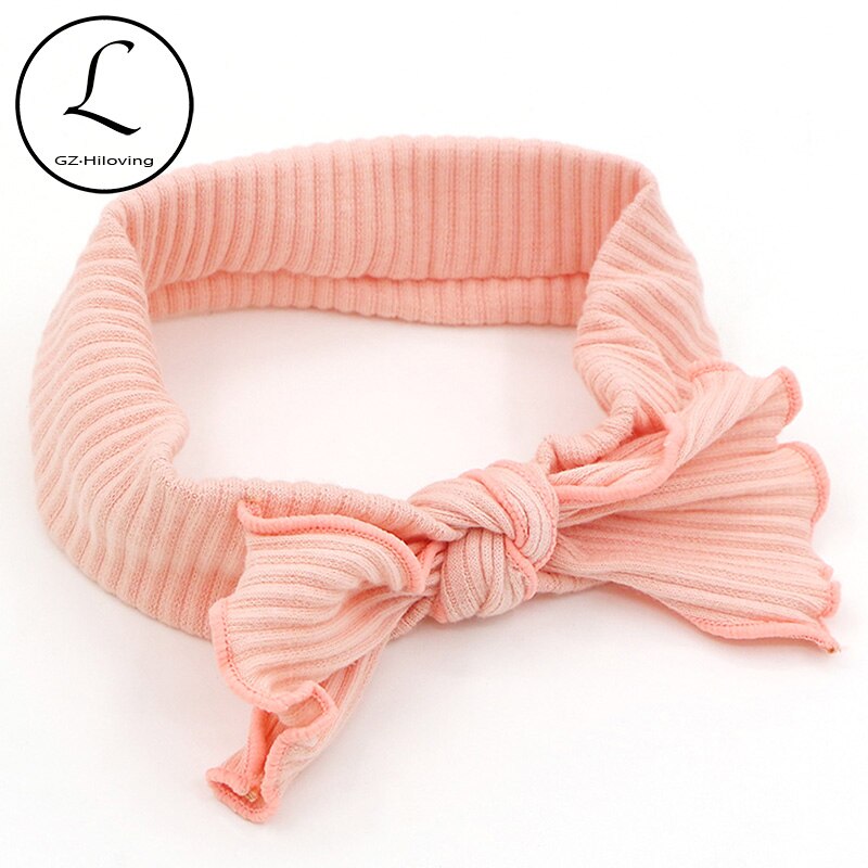 GZHilovingL Newborn Baby Girls Pink Soft Elastic Cotton Bow Headbands Hairband Spring Summer Kids Childs Accessories Haarband