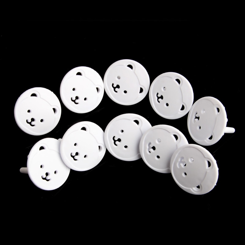 2022 10pcs/Set Bear EU Power Socket Electrical Outlet Baby Child Safety Guard Protection Anti Electric Shock Plugs JUN10_17