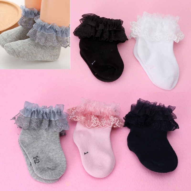 Lace Ripple Socks for Princess Girls Infant Babe Children Socks Newborn Baby Cotton Socks
